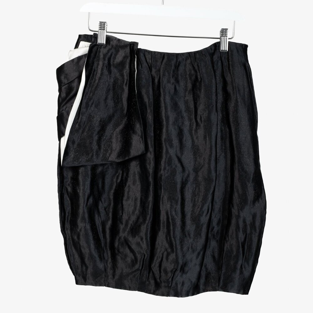 Prada 2009 Black Large Satin Bow Skirt